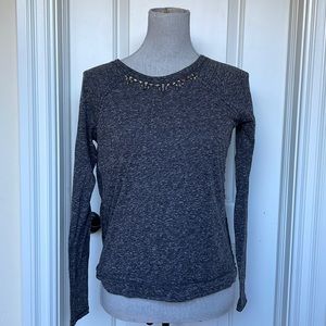 United Colors of Benetton Gray Jewel Detail Lace Back Long Sleeve | Size XS
